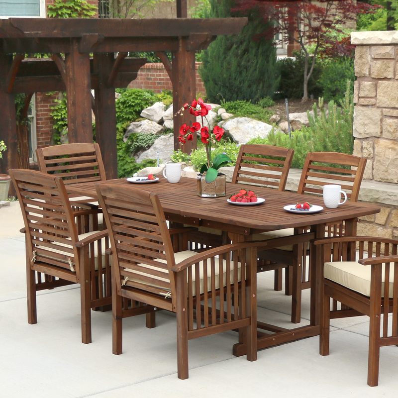 Walker Edison Furniture  7 Piece Sundowner Dining Set, Dark Brown - 8 x 30 x 45 in.
