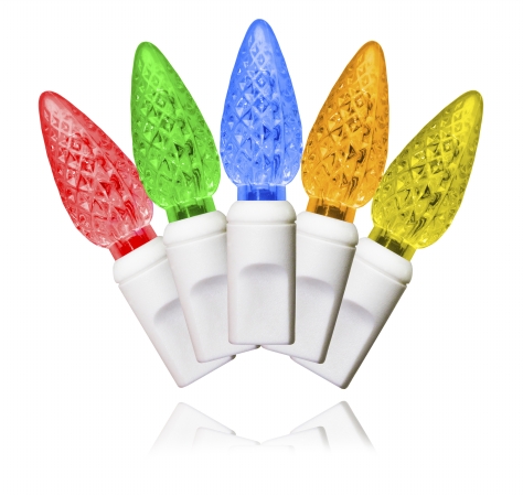 35 Count Multi Colored Decorative LED Light Set on White Wire with 4 in. Spacing