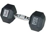 Rubber Hex Dumbbell with Chrome Ergo Handle - 17.5 lbs