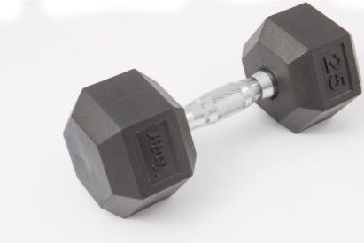 Rubber Hex Dumbbell with Chrome Ergo Handle - 30 lbs