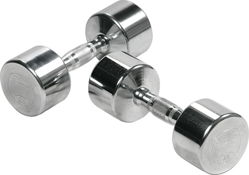 Solid Steel Professional Chrome Dumbbell with Ergo Grip - 45 lbs