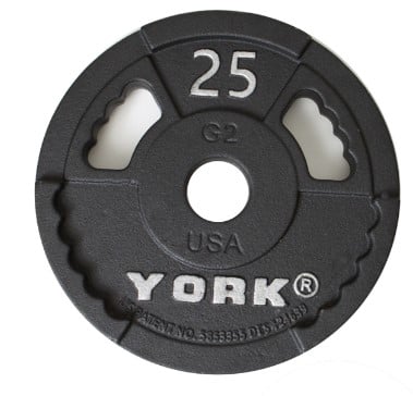 G2 Olympic Dual Grip Thin Line Cast Iron Plate, Black - 25 lbs