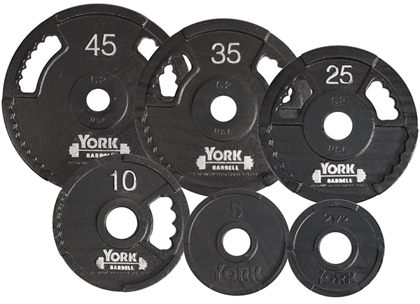 G2 Olympic Dual Grip Thin Line Cast Iron Plate, Black - 35 lbs