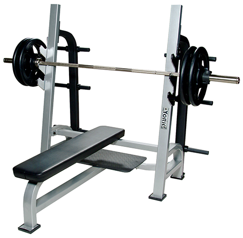 Olympic Flat Bench with Gun Racks, White