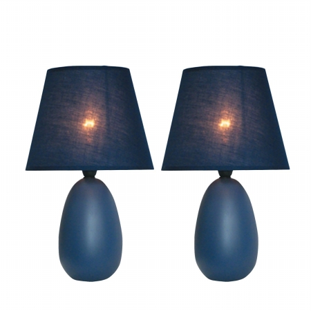 Picture of Simple Designs Mini Egg Oval Ceramic Table Lamp 2 Pack Set