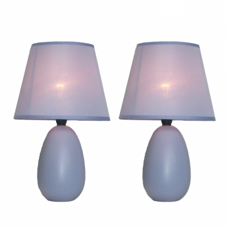 Picture of Simple Designs Mini Egg Oval Ceramic Table Lamp 2 Pack Set