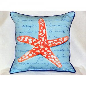 Coral Starfish Blue Throw Pillow, 22 x 22 in.