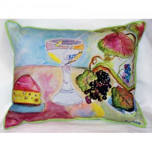 Wine & Cheese Indoor & Outdoor Throw Pillow- - 20 x 24 in.