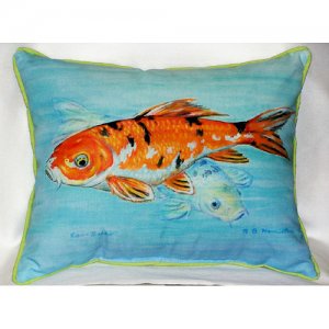 Koi Indoor & Outdoor Throw Pillow- 22 x 22 in.