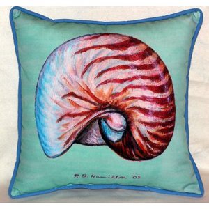 Nautilus - Teal Indoor & Outdoor Throw Pillow- 22 x 22 in.