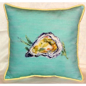 Oyster - Teal Indoor & Outdoor Throw Pillow- 18 x 18 in.