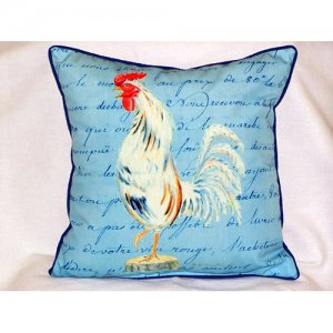 White Rooster Script Indoor & Outdoor Throw Pillow- 22 x 22 in.