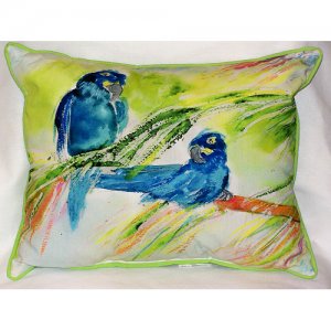 Two Blue Parrots Indoor & Outdoor Throw Pillow- - 16 x 20 in.