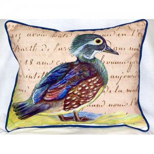 Female Wood Duck Script Indoor & Outdoor Throw Pillow- 20 x 24 in.