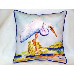 Betsys Egret Indoor & Outdoor Throw Pillow- 22 x 22 in.