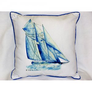 Blue Sailboat Indoor & Outdoor Throw Pillow- 16 x 20 in.