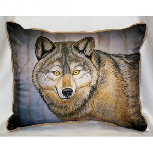 Grey Wolf Throw Pillow- - 16 x 20 in.