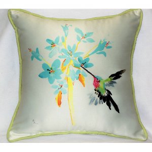 Blue Hummingbird Throw Pillow- - 22 x 22 in.