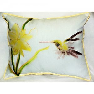 Yellow Hummingbird Throw Pillow, 18 x 18 in.