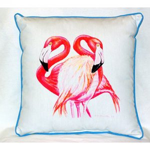 Two Flamingos Throw Pillow- 22 x 22 in.