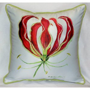 Interiors Red Lily Throw Pillow - 22 x 22 in.