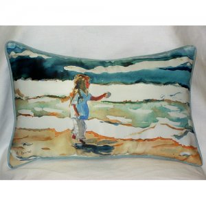 Girl at the Beach Throw Pillow- 20 x 24 in.