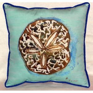 Sand Dollar - Teal Indoor & Outdoor Throw Pillow- 22 x 22 in.