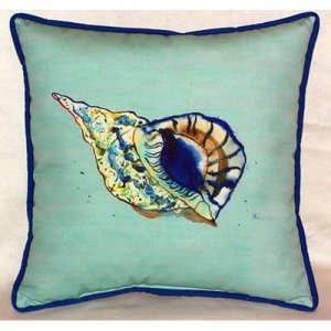Betsys Shell - Teal Indoor & Outdoor Throw Pillow, 22 x 22 in.