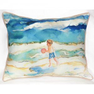 Boy and Ball Throw Pillow- 16 x 20 in.