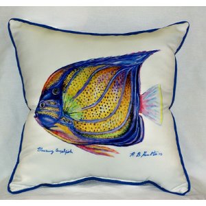 Blue Ring Angelfish Throw Pillow- 22 x 22 in.