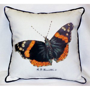 Red Admiral Butterfly Throw Pillow- 18 x 18 in.