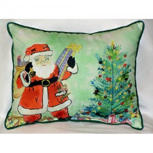 Santa & Tree Indoor & Outdoor Throw Pillow - 20 x 24 in.