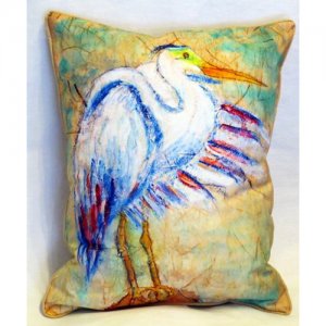 Egret on Rice Indoor & Outdoor Throw Pillow- - 16 x 20 in.