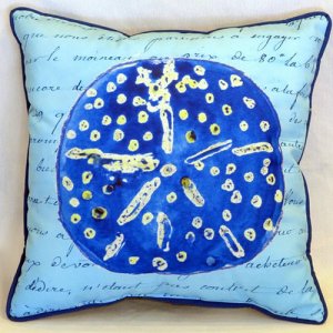 Blue Sand Dollar Indoor & Outdoor Throw Pillow- 22 x 22 in.