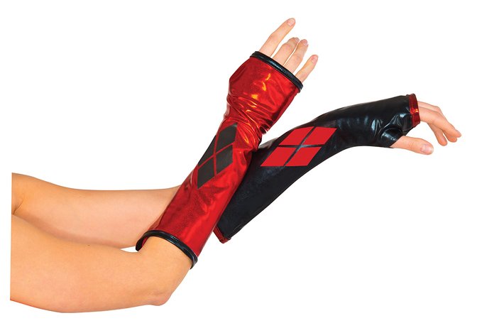 Picture of Rubies Costumes 244860 Harley Quinn Fingerless Gloves for Women- Black & Red - One Size