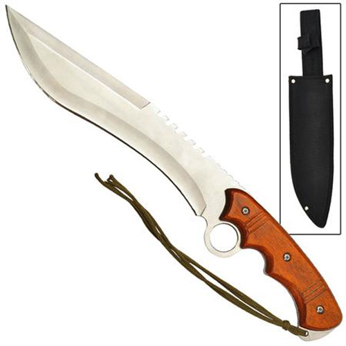Bowie Survival Military Fix Blade Full Tang Knife- Silver