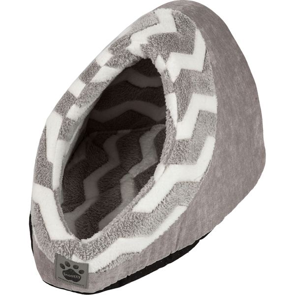 Picture of Our Pets - Pet Zone 42705 Hip Zig Zag Hide & Seek Pets Bed - Grey- White & Grey Cord