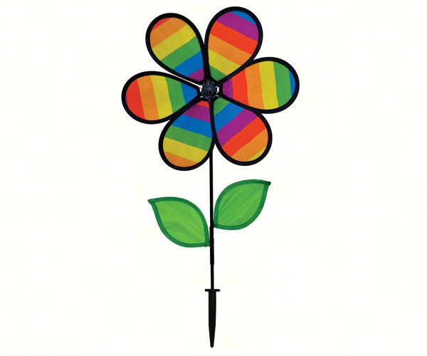 Picture of In The Breeze ITB2792 12 in. Rainbow Stripe Flower Spinner with Leaves