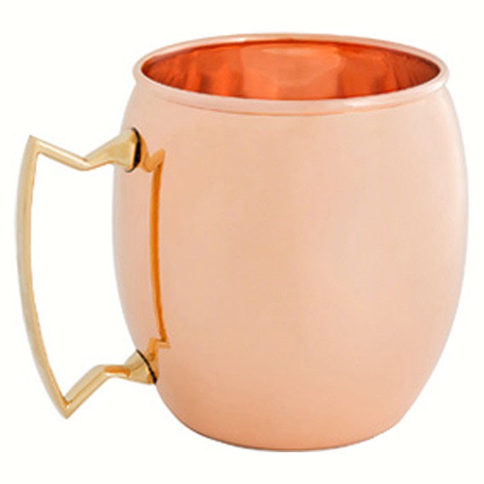 Picture of Liquor Essentials LE201 Pure Solid Copper Nickel Line Brass Handle Moscow Mule Mug  16 oz