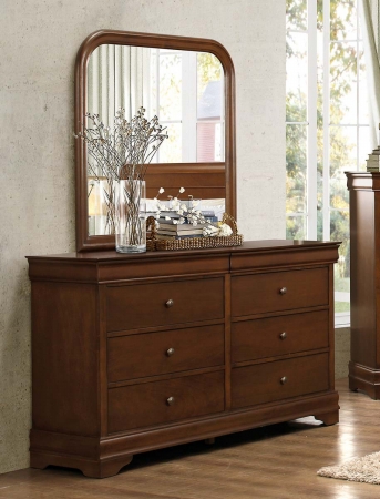 Homelegance 1856-5 Abbeville Collection Dresser with Two Hidden Drawers- Brown Cherry - 59.5 x 17. 5 x 34.5 in -  Home Elegance
