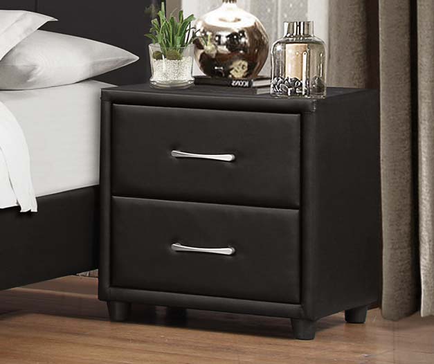 Homelegance 2220-4 Lorenzi Collection Night Stand- Black Vinyl - 21.25 x 16 x 22 in -  Home Elegance