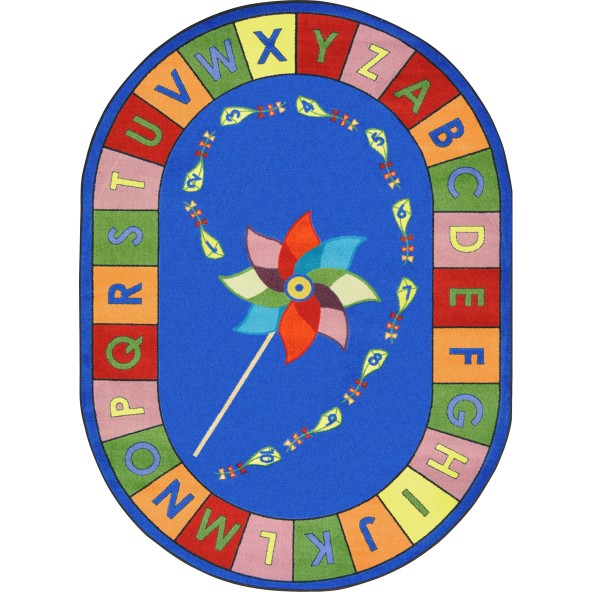 1625CC-01 Alphabet Pinwheel Primary Classroom Oval Rug  Multi Color - 5 ft. 4 in. x 7 ft. 8 in.