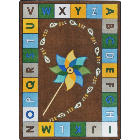 1625C-02 Alphabet Pinwheel Classroom Rectangle Rug Earthtone - 5 ft. 4 in. x 7 ft. 8 in.