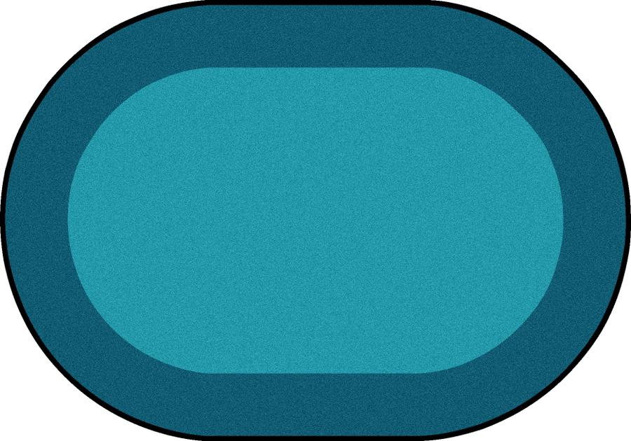 1898CC-06 All Around Oval Classroom Carpet Teal - 5 ft. 4 in. x 7 ft. 8 in.