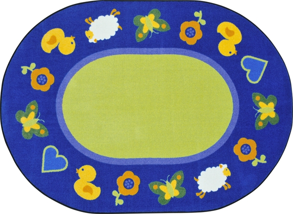 1889CC Green Space Oval Classroom Carpet Multi Color - 5 ft. 4 in. x 7 ft. 8 in.