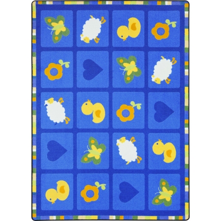 1890C-01 Spring Things Rectangle Classroom Carpet Blue - 5 ft. 4 in. x 7 ft. 8 in.