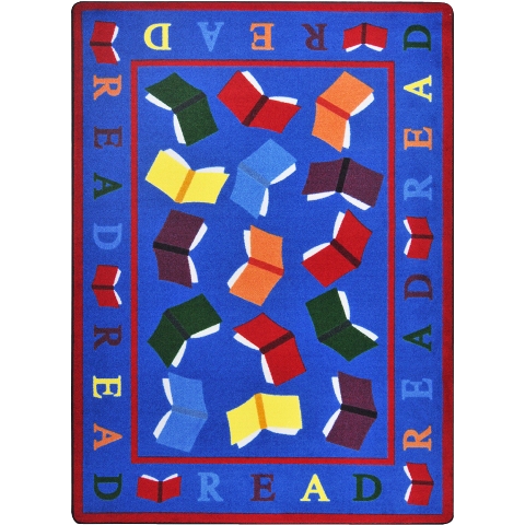 Scattered Books Classroom Circle Time & Seating Rectangle Rug Multi Color - 7 ft. 8 in. x 10 ft. 9 in.
