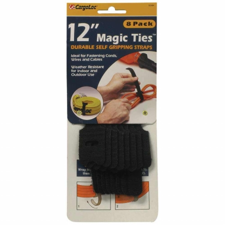 Picture of Allied International 32494 Magic Ties 8 Count- Black - 12 in.