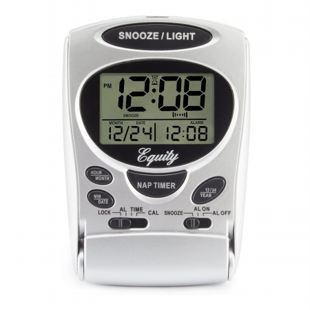Picture of Equity 31300 Titanium Colored LCD Travel Alarm Clock&#44; 5 in.