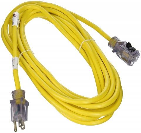 SJTW Locking Extension Cord, 14 AWG, Outdoor, 14/3, 1 Outlets, Yellow, 25 ft